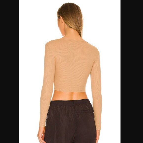 Adam Selman Sport Square Neck Cardigan - Khaki Size S - Picture 3 of 10